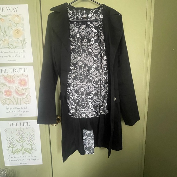 Karl Kani Black Trench Coat Sz L - Picture 7 of 12